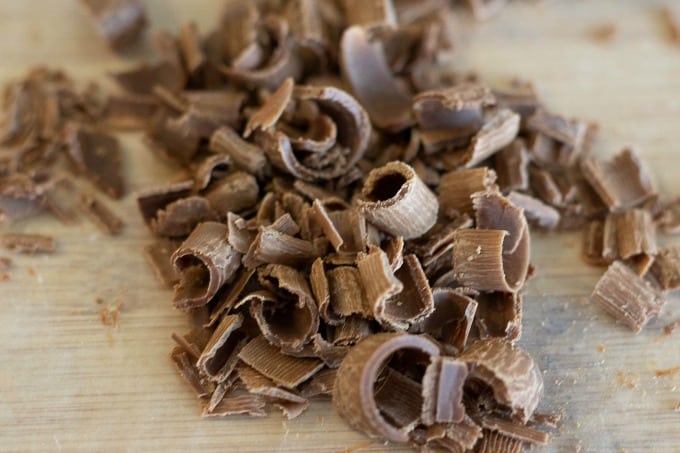 Use a vegetable peeler to make shaved chocolate for topping
