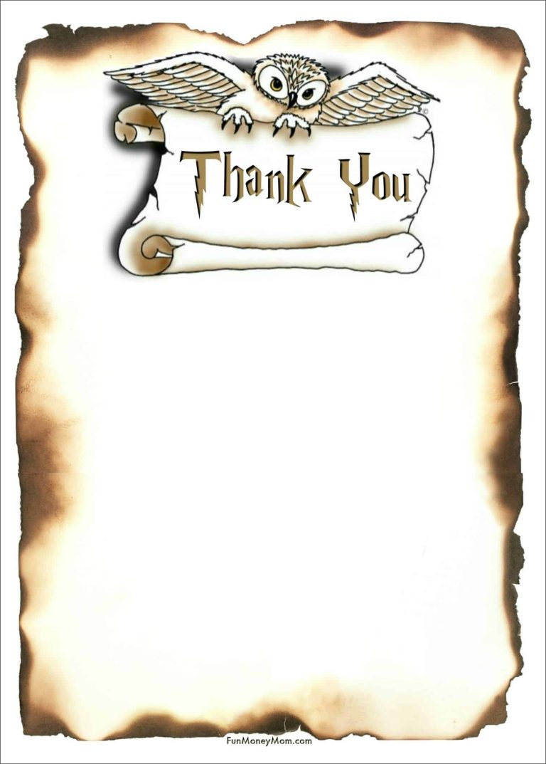 Harry Potter Thank You Cards (free printables) | Fun Money Mom