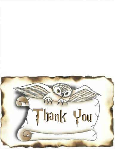 Harry Potter Thank You Card on regular paper