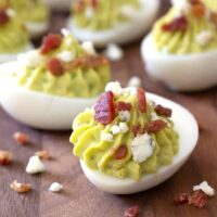Avocado Deviled Eggs With Bacon And Blue Cheese