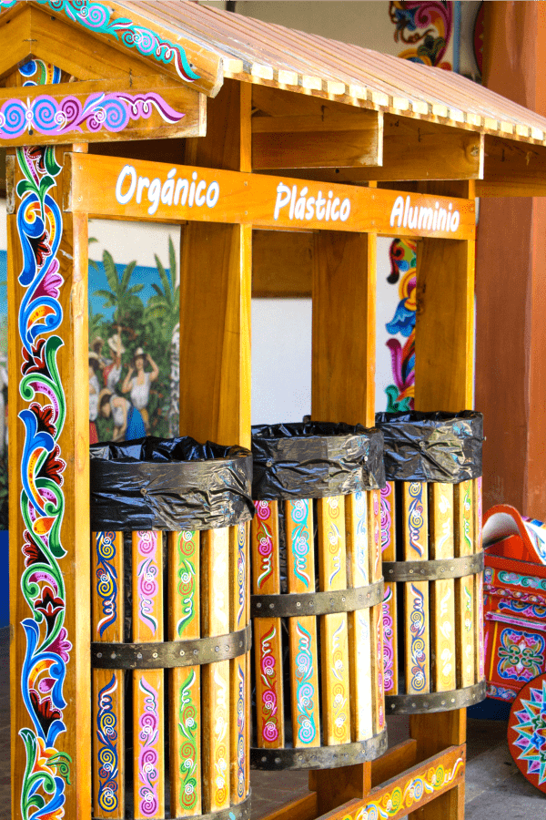Painted Recycling Bins in Sarchi Artisan Village