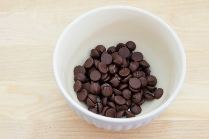 Chocolate chips in bowl