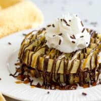 Dessert Waffles With Dark Chocolate And Caramel