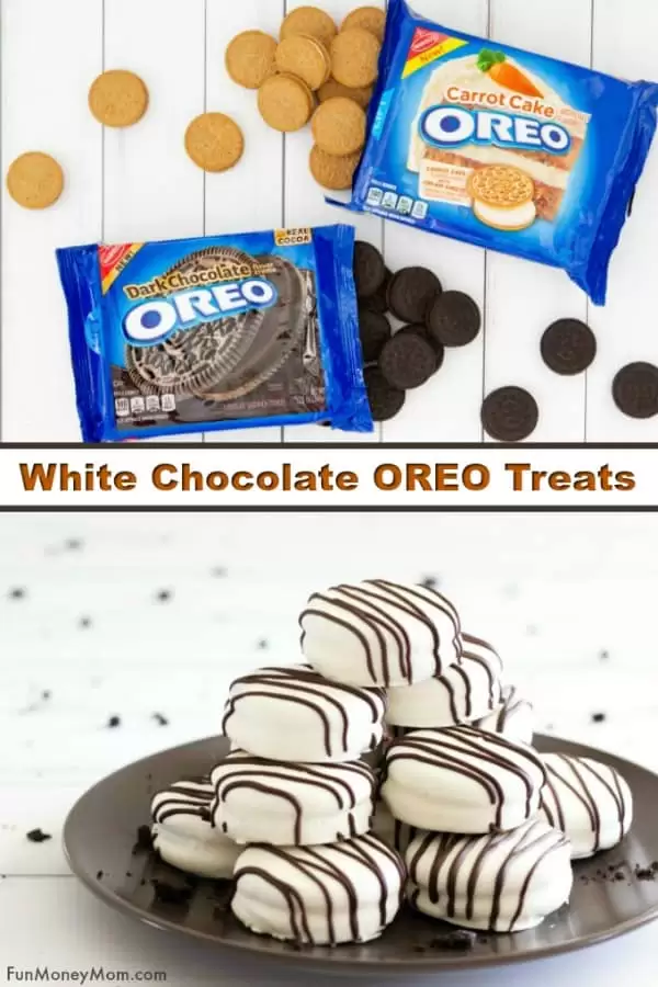 Chocolate Covered OREO Cookies - These white chocolate covered OREOs are made with one of awesome new OREO flavors, OREO Dark Chocolate. This easy cookie recipe is the perfect sweet treat and the best part is that it can be made with OREO Carrot Cake too! #ad #OREOatWalmart #IC #cookies #cookierecipe #dessert #OREOrecipe #dessertrecipe #sweets