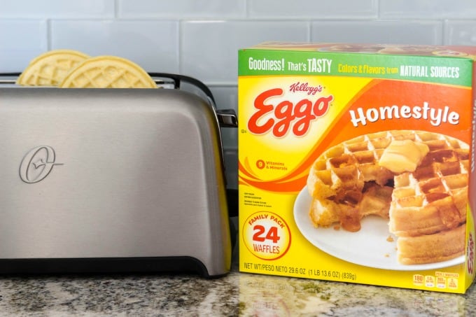 Eggo waffles in toaster