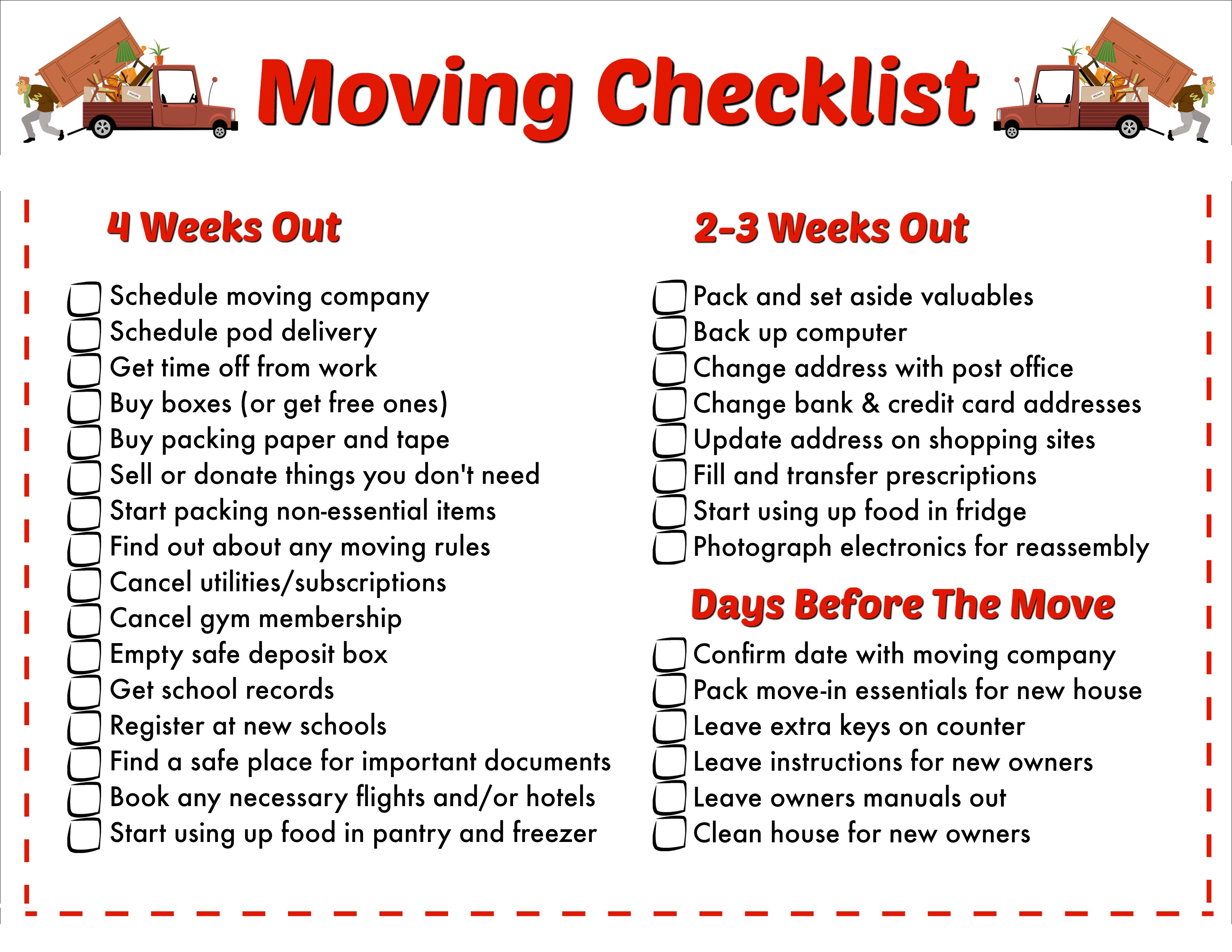 The Must-Have Printable Moving Checklist | Fun Money Mom