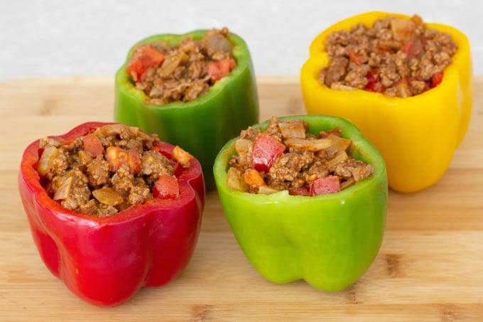 Taco stuffed bell peppers filled with meat mixture