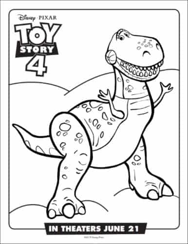 Rex The Dinosaur From Toy Story Coloring Page 
