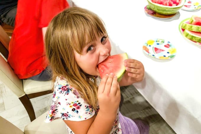 Keira eating a watermelon slice