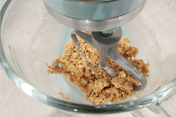 Peanut butter dough in mixer