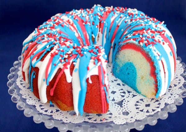 Firecracker Bundt Cake – An Explosive Red, White and Blue Dessert