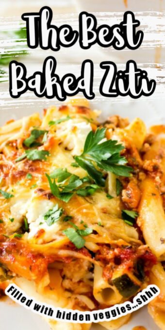 Baked ziti on a plate
