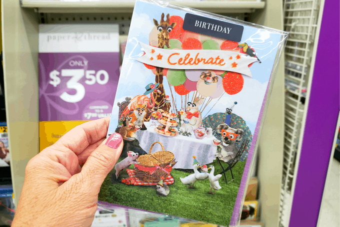 Birthday card with animals celebrating