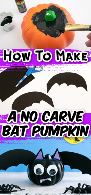 Easy No Carve Bat Pumpkin For Halloween | Fun Money Mom