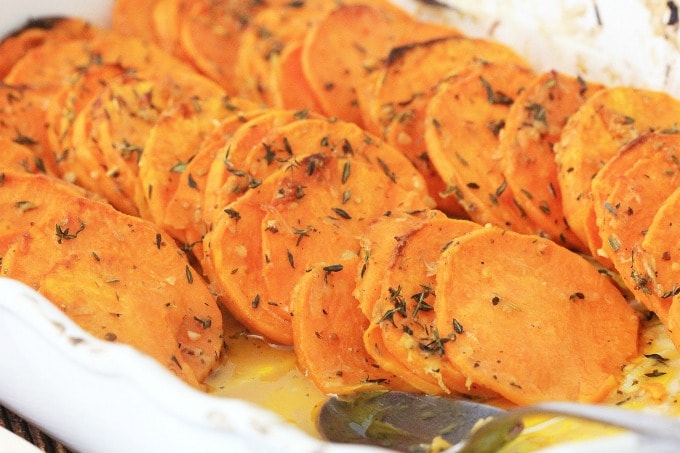 Roasted sweet potatoes straight from the oven