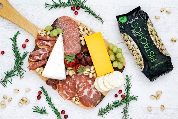 Charcuterie board with Wonderful Pistachios
