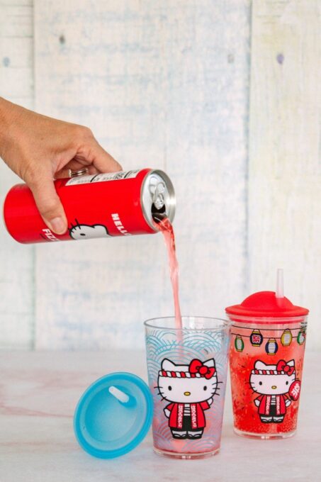 Pouring Hello Kitty soda