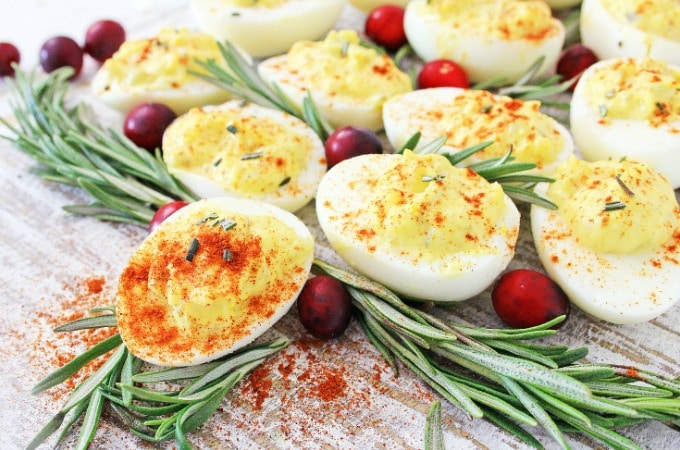 Christmas Deviled Eggs With Rosemary