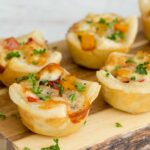 Sausage, pepper and onion puff pastries
