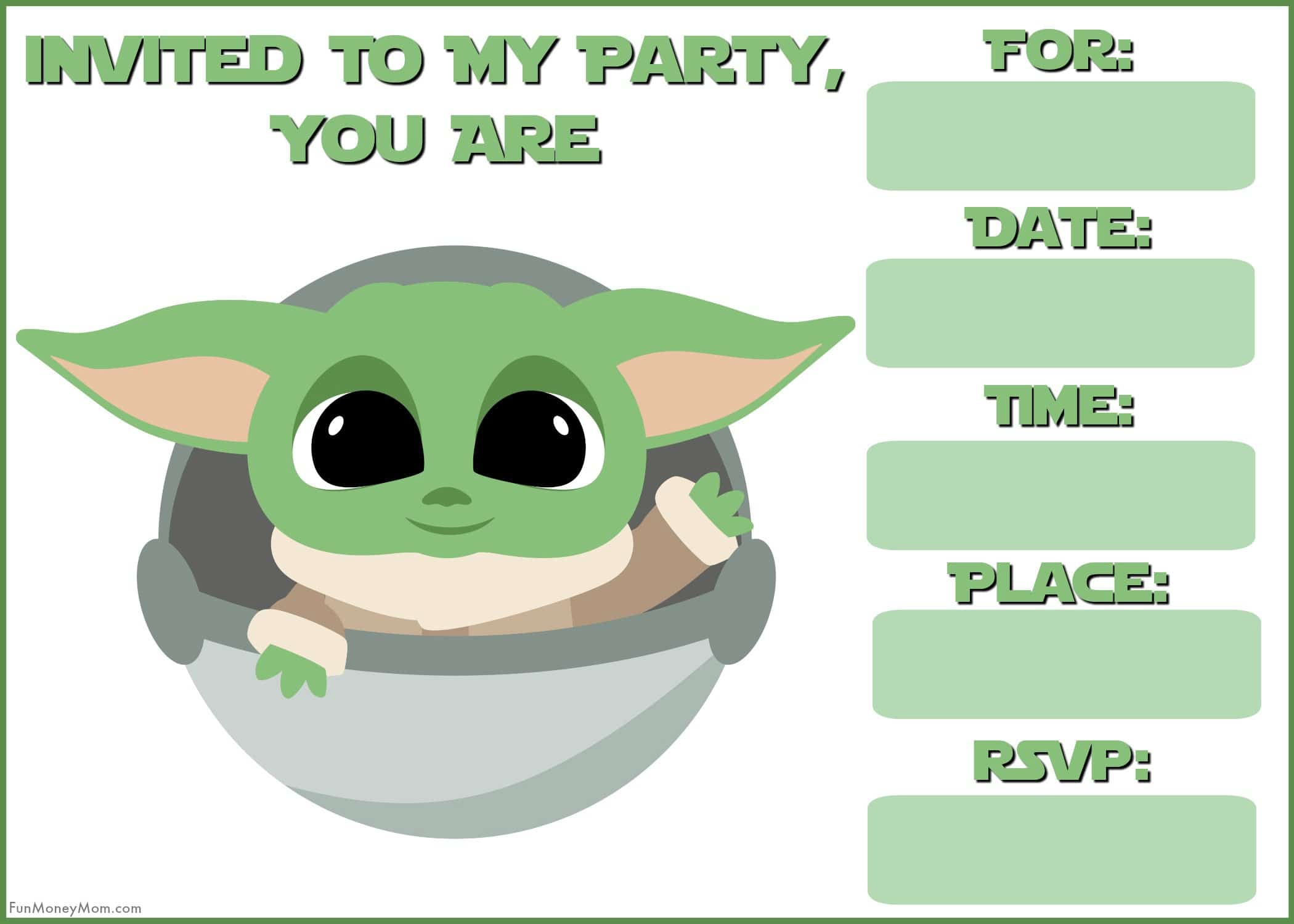 Baby Yoda Invitations (Free Printables) | Fun Money Mom