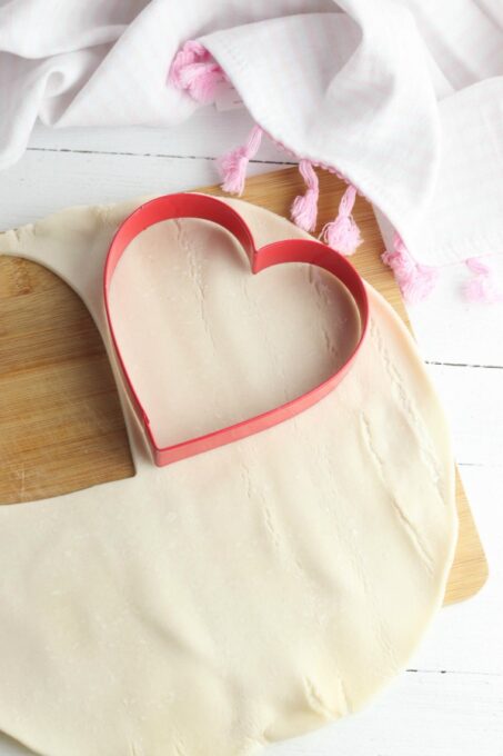 Cutting heart shapes into pie crust