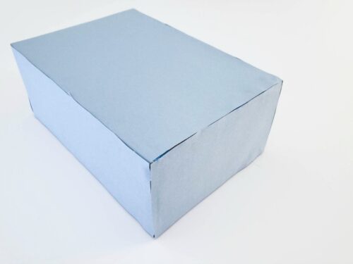 Box with blue construction paper