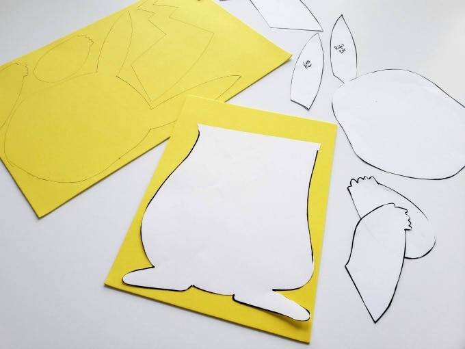 Craft foam pieces for Pikachu valentine box