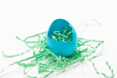 Easter egg filled with grass
