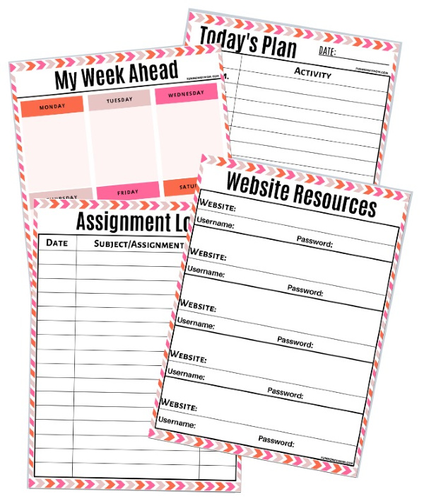 Homeschool planning sheets