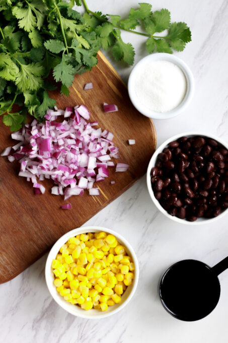 Ingredients for black bean and corn salsa