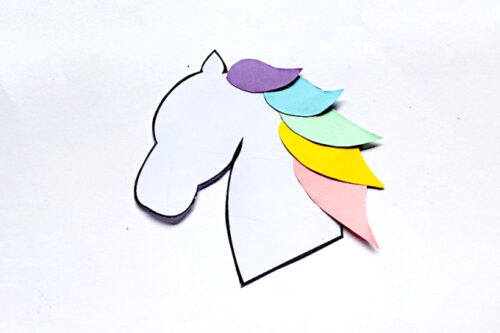 Paper unicorn mane for bookmark