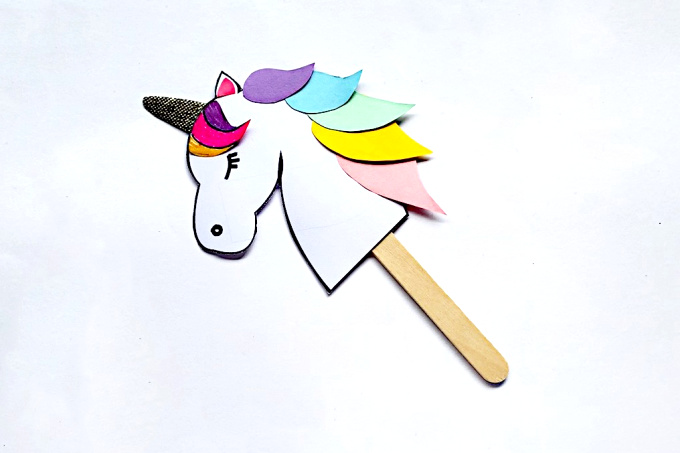 Unicorn bookmark with popsicle stick