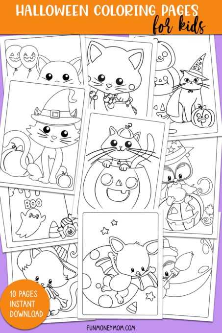 Collage of Halloween coloring pages