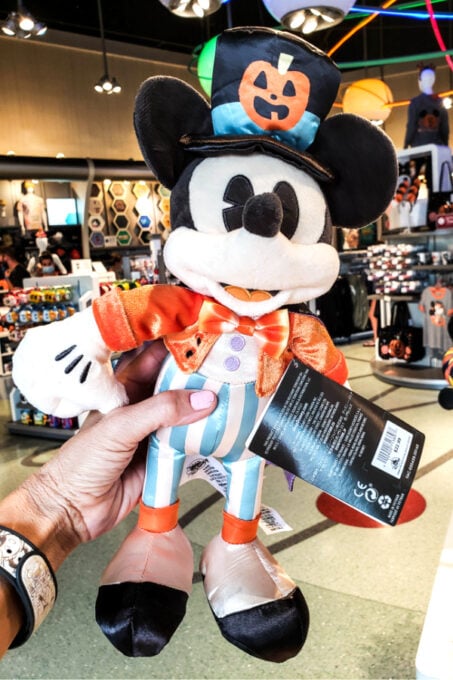This plush Mickey is decked out for Halloween