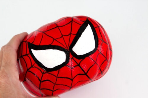 Spiderman pumpkin with completed web
