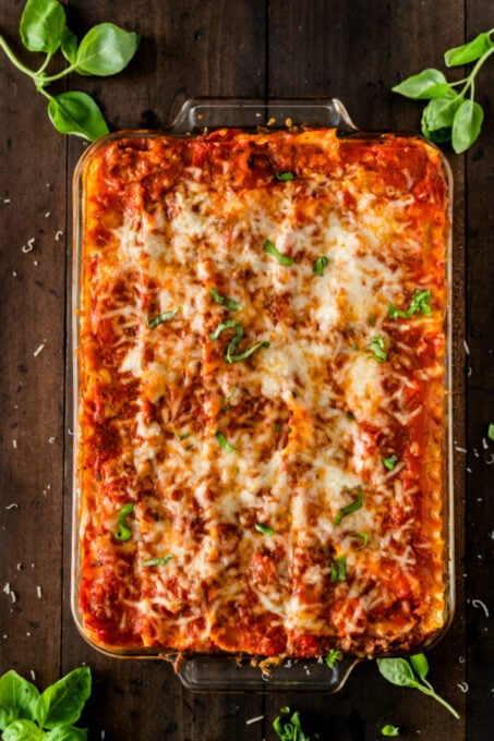 homemade lasagna on table