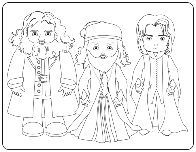 Dumbledore, Hagrid and Snape coloring page