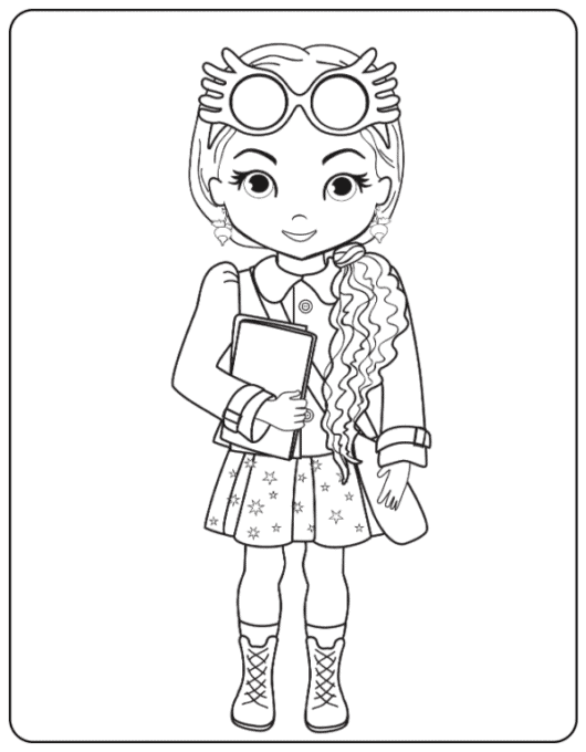 Luna Lovegood with glasses up coloring page