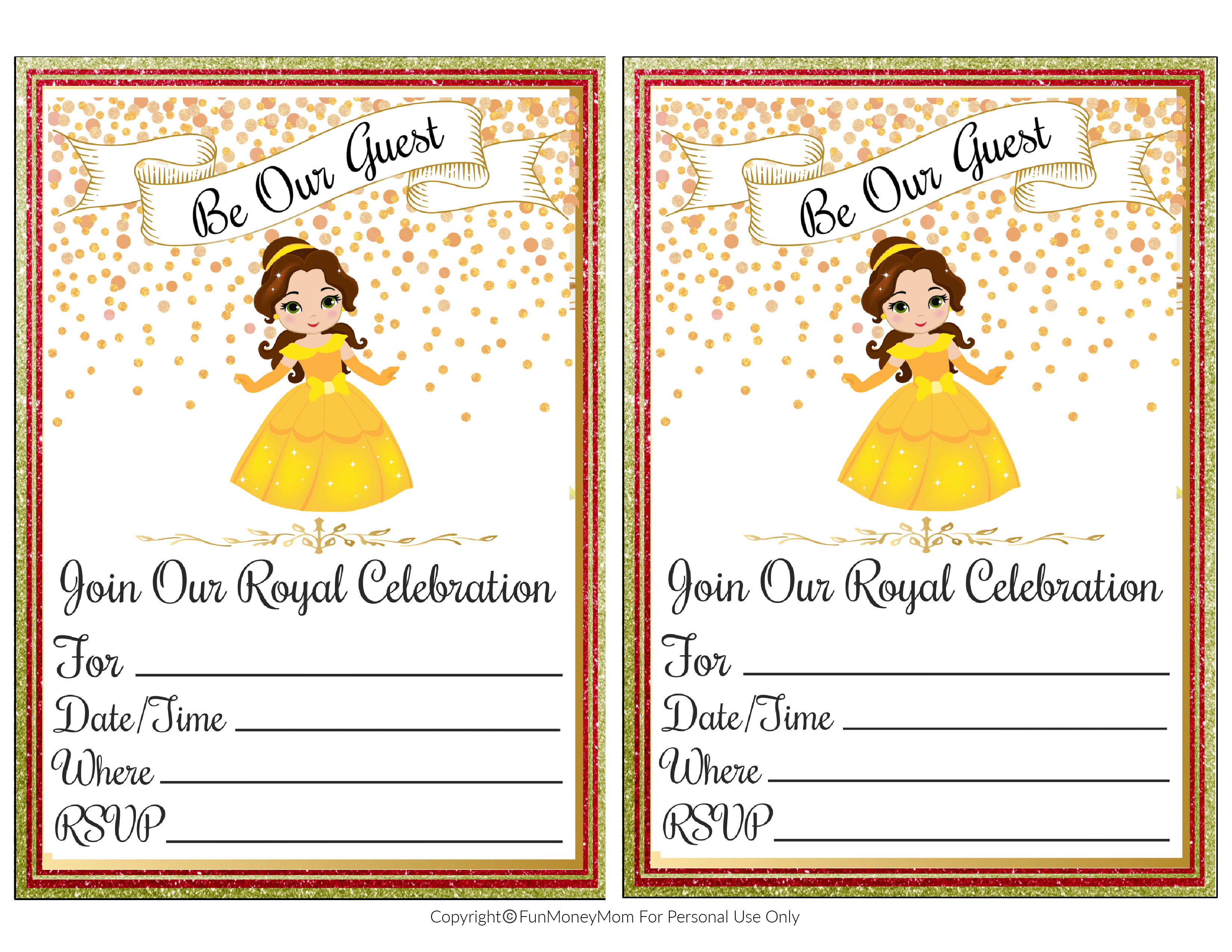 Beauty And The Beast Invitations (Free Printables)