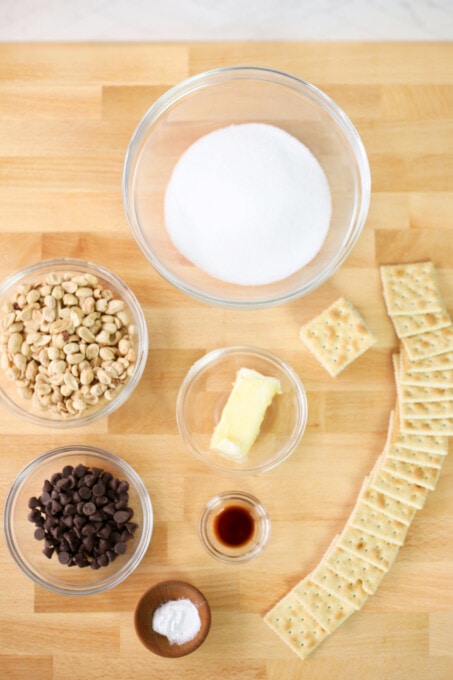 Ingredients for saltine cracker toffee