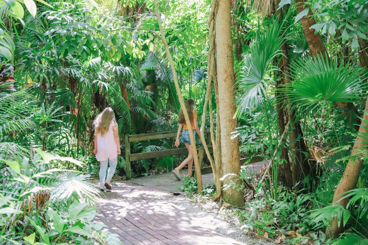 Girls strolling through Sarasota's Jungle Gardens