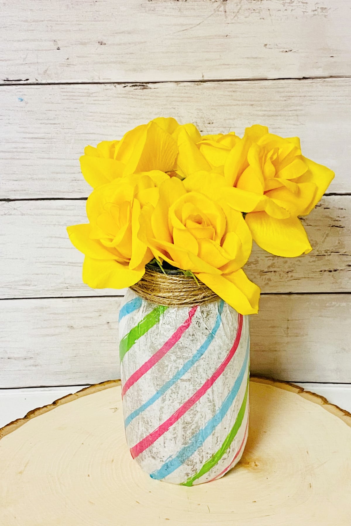 mason jar vase with yellow flowers