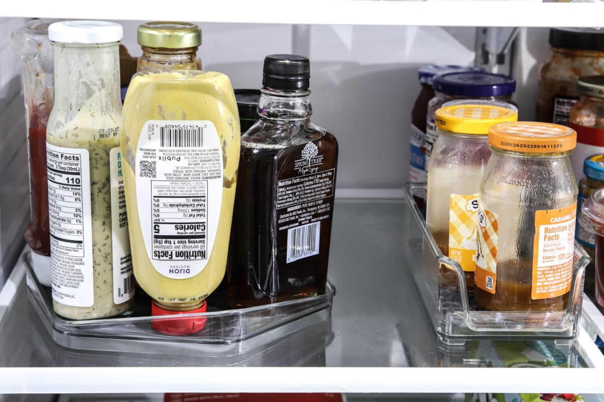 Sauces and condiments in the refrigerator
