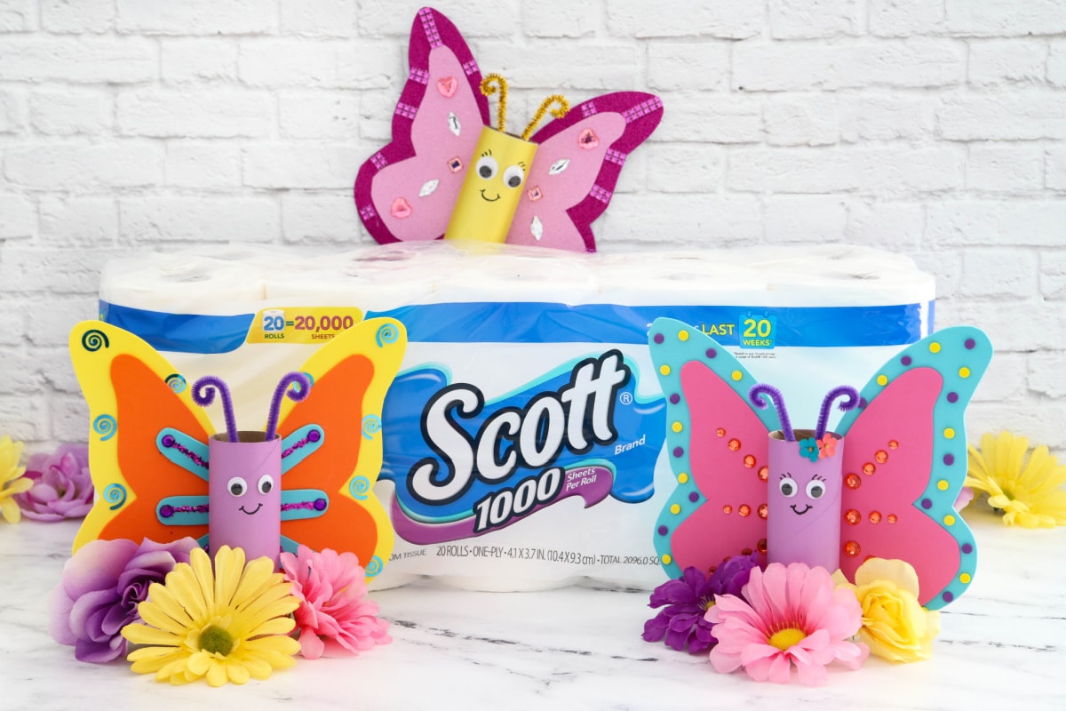 Scott toilet tissue with butterfly toilet paper roll crafts