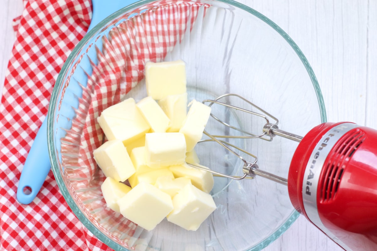 Butter slices in a glass bowl