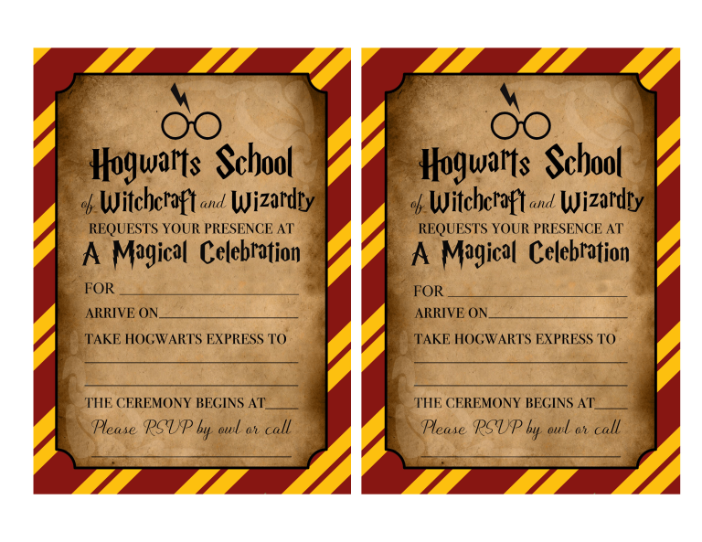 Harry Potter Invitations (free printables) | Fun Money Mom