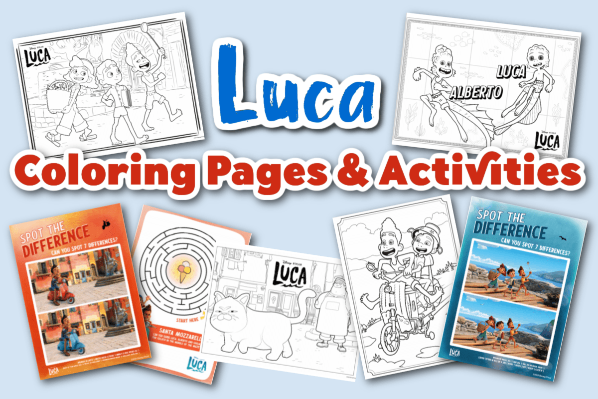 Luca coloring pages and activities