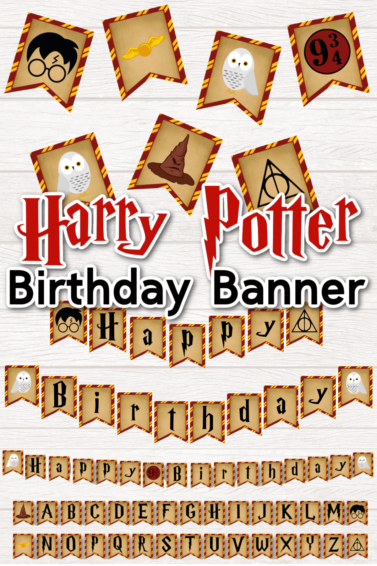 Harry Potter Birthday Banner With letters and images