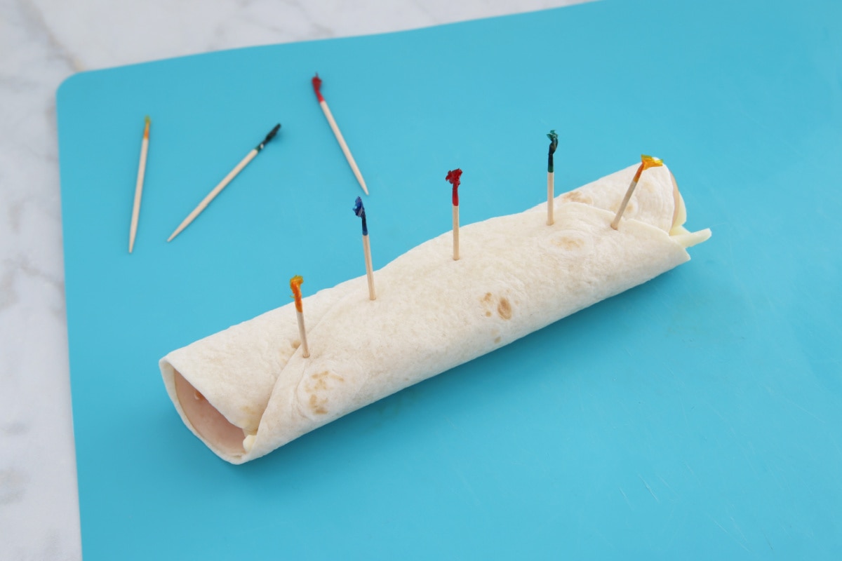 Tortilla roll filled with turkey and cheese for an easy school lunch