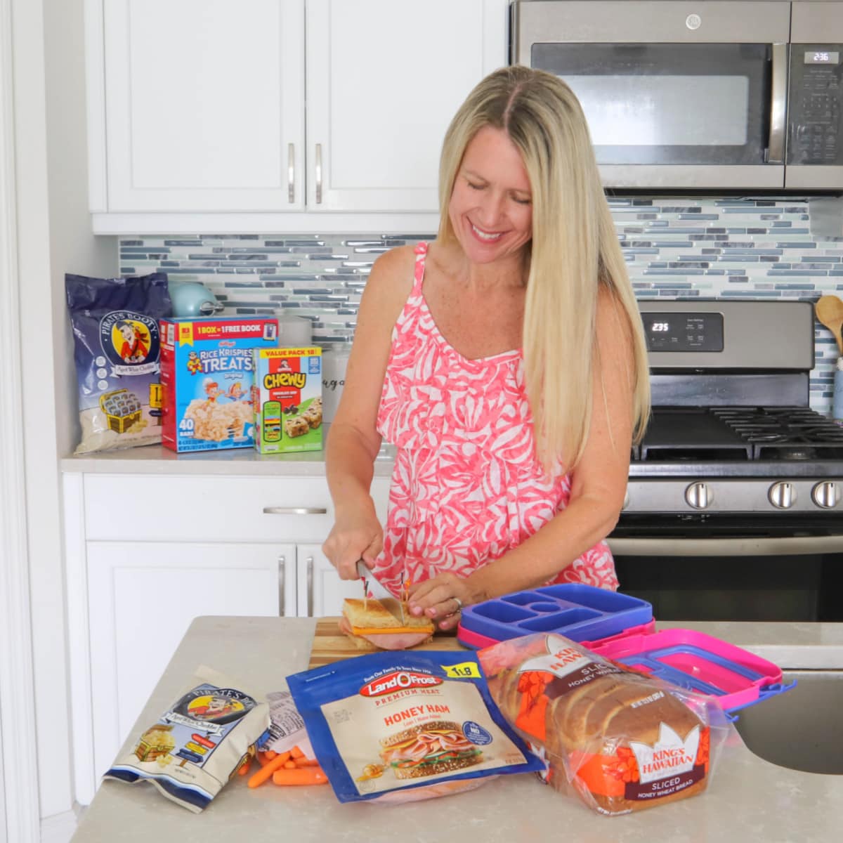 A mom making school lunches